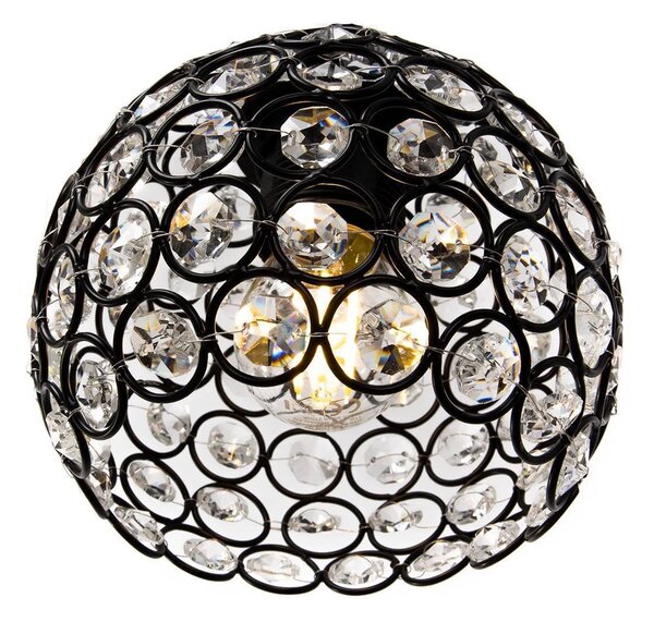 Závěsné svítidlo Crystal, 5x černé křišťálové stínítko
