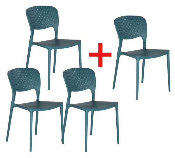 Plastová jídelní židle EASY 3+1 ZDARMA, modrá