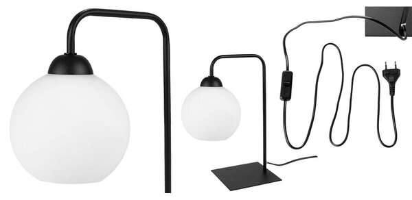 Stolní lampa Eliza, 1x bílé skleněné stínítko