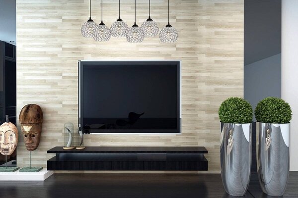 Závěsné svítidlo Crystal, 5x stříbrné křišťálové stínítko
