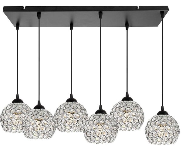 Závěsné svítidlo Crystal, 5x stříbrné křišťálové stínítko