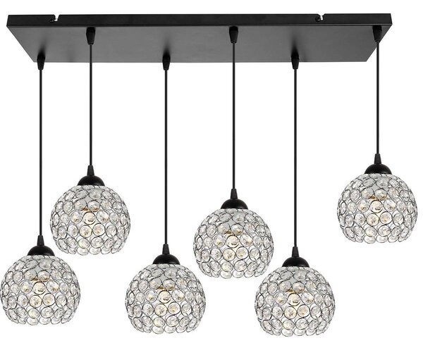 Závěsné svítidlo Crystal, 5x stříbrné křišťálové stínítko