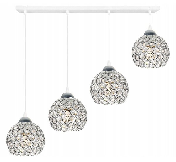 Závěsné svítidlo Crystal, 4x stříbrné křišťálové stínítko, (chromové uchycení), w