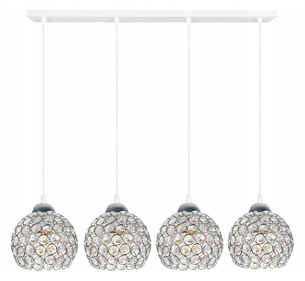 Závěsné svítidlo Crystal, 4x stříbrné křišťálové stínítko, (chromové uchycení), w