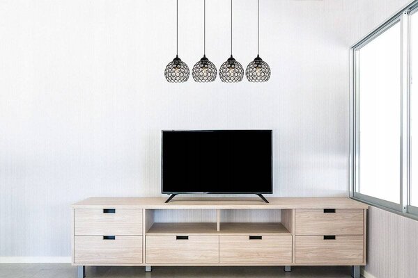Závěsné svítidlo Crystal, 4x černé křišťálové stínítko