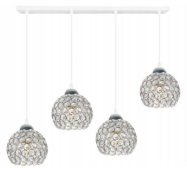 Závěsné svítidlo Crystal, 4x stříbrné křišťálové stínítko, (chromové uchycení), w