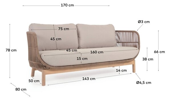Kave Home Zahradní pohovka Catalina 170 cm