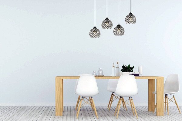 Závěsné svítidlo Crystal, 4x černé křišťálové stínítko