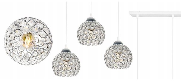 Závěsné svítidlo Crystal, 4x stříbrné křišťálové stínítko, (chromové uchycení), w