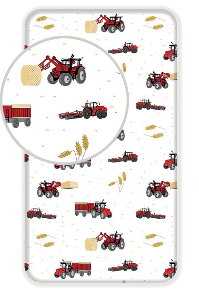 Jerry Fabrics Bavlněné napínací prostěradlo 90x200 + 25 cm - Traktor "Red"
