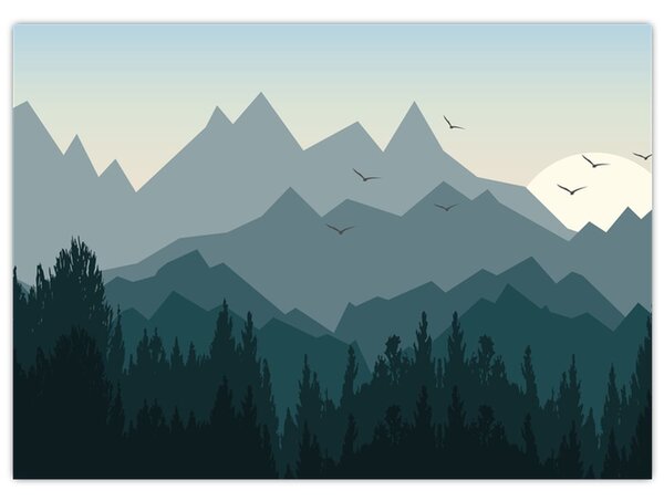 Obraz - Hory pohledem grafika (70x50 cm)