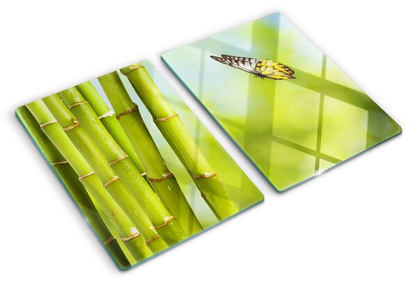 Skleněná krájecí deska Bambusový a motýlí design ddk-nr-wm-00006422