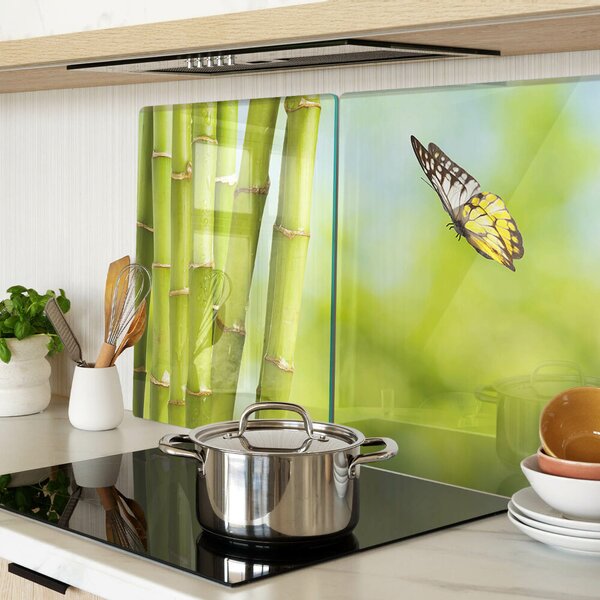 Skleněná krájecí deska Bambusový a motýlí design ddk-nr-wm-00006422