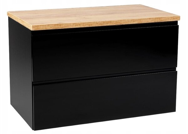 Závěsná koupelnová skříňka Deftrans Modus 80 cm černá / dub craft zlatý