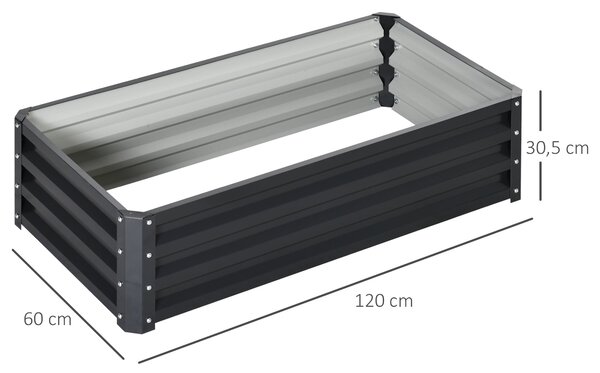 Zvýšený záhon Outsunny z oceli, Květník s otevřeným dnem 120x60x30,5 cm pro zahradu, balkon a terasu, Květník na květiny, rostliny, ovoce a zeleninu |