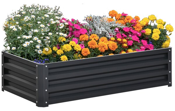 Zvýšený záhon Outsunny z oceli, Květník s otevřeným dnem 120x60x30,5 cm pro zahradu, balkon a terasu, Květník na květiny, rostliny, ovoce a zeleninu |
