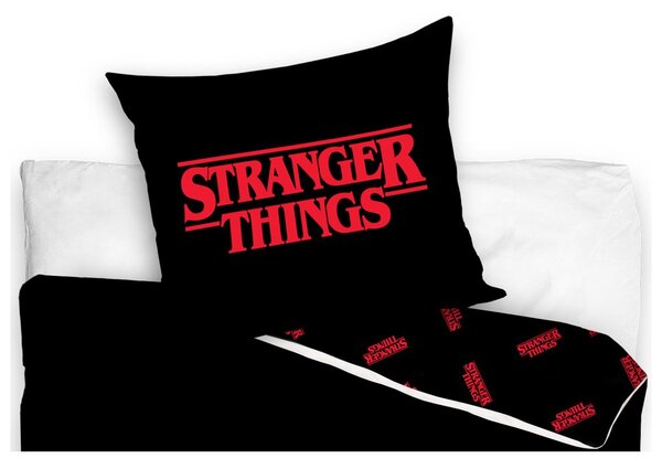 Carbotex Bavlněné povlečení 140x200 + 70x90 cm - Stranger Things Black