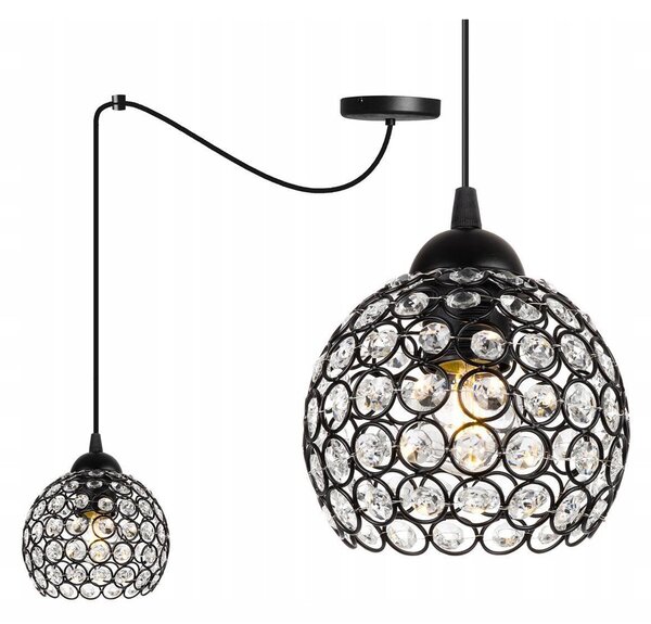 Závěsné svítidlo Crystal Spider, 1x černé křišťálové stínítko