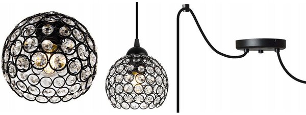 Závěsné svítidlo Crystal Spider, 2x černé křišťálové stínítko