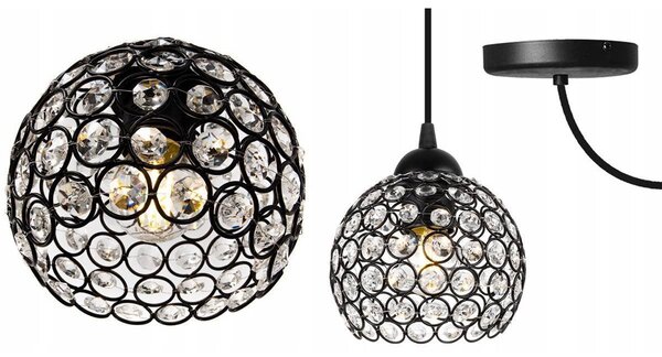 Závěsné svítidlo Crystal Spider, 1x černé křišťálové stínítko