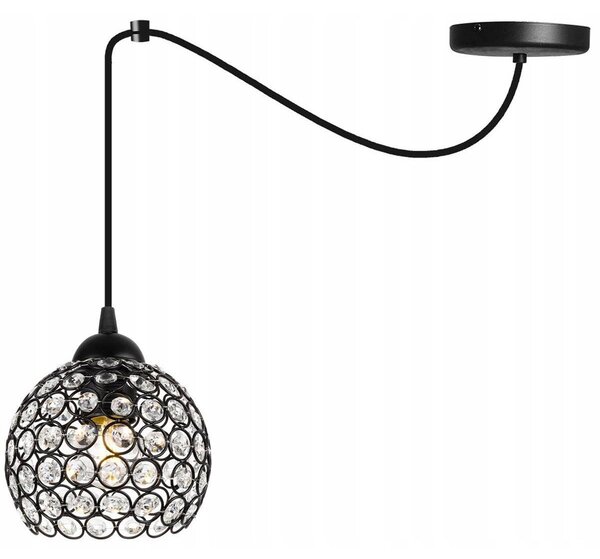 Závěsné svítidlo Crystal Spider, 1x černé křišťálové stínítko