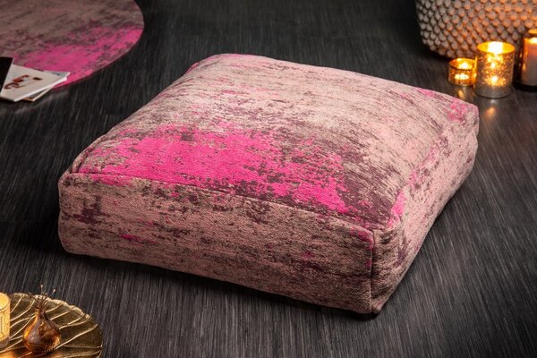 Růžový čalouněný puf Modern Art 70 cm