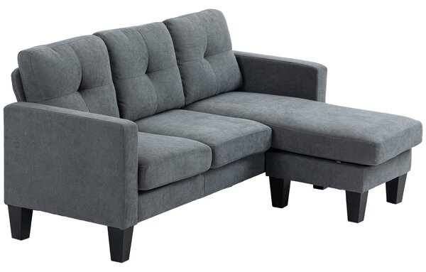 HOMCOM Rohová pohovka s odnímatelným chaise longue, L tvarovaná pohovka se sprężinovým jádrem, vysokohustotní pěnou, vzhled lnu pro obývací pokoj, lož