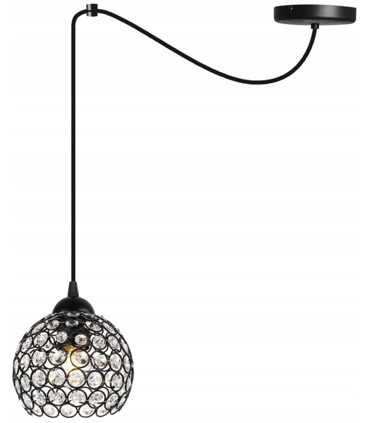 Závěsné svítidlo Crystal Spider, 1x černé křišťálové stínítko