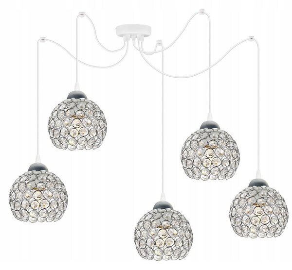 Závěsné svítidlo Crystal Spider, 5x stříbrné křišťálové stínítko, (chromové uchycení), w