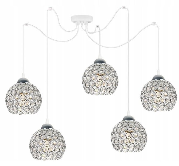 Závěsné svítidlo Crystal Spider, 5x stříbrné křišťálové stínítko, (chromové uchycení), w