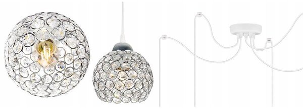 Závěsné svítidlo Crystal Spider, 5x stříbrné křišťálové stínítko, (chromové uchycení), w