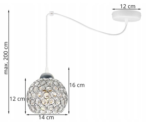 Závěsné svítidlo Crystal Spider, 1x stříbrné křišťálové stínítko, (chromové uchycení), w