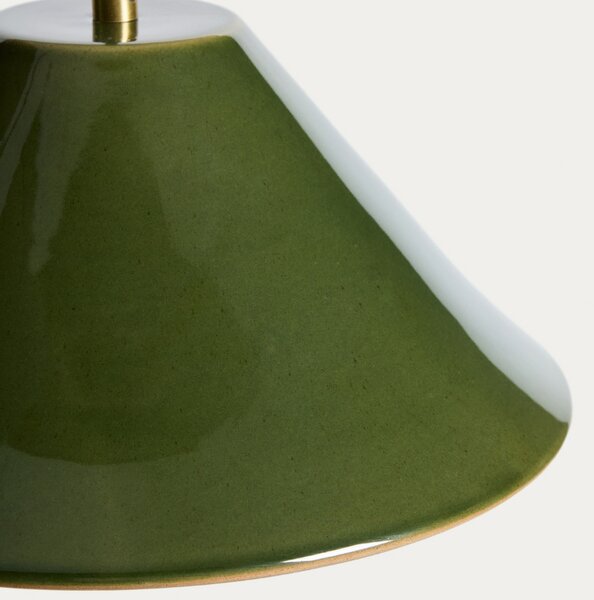 Kave Home Zelené keramické závěsné světlo Ceren Ø30 cm