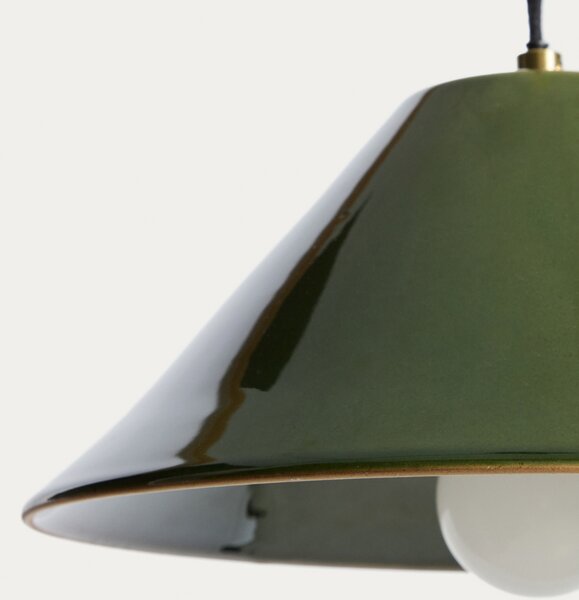 Kave Home Zelené keramické závěsné světlo Ceren Ø30 cm
