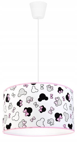 Dětské závěsné svítidlo Minnie, 1x textilní stínítko se vzorem, (fi 35cm)