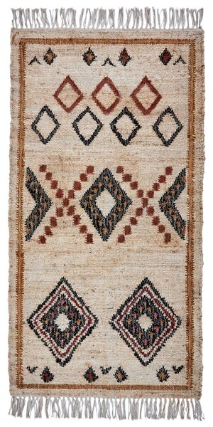House Doctor Béžový koberec Kesh 70 x 140 cm s aztéckým vzorem