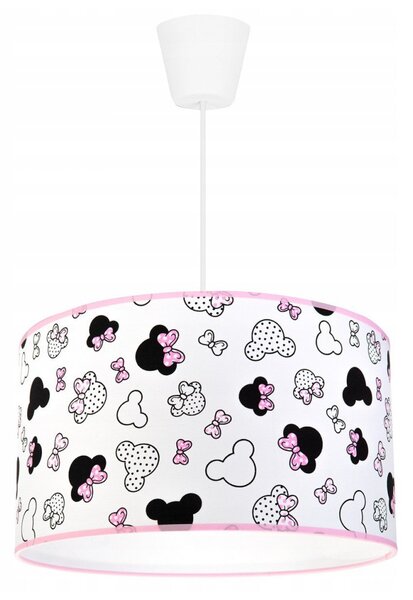 Dětské závěsné svítidlo Minnie, 1x textilní stínítko se vzorem, (fi 35cm)