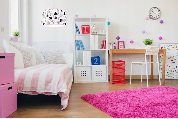 Dětské závěsné svítidlo Minnie, 1x textilní stínítko se vzorem, (fi 35cm)