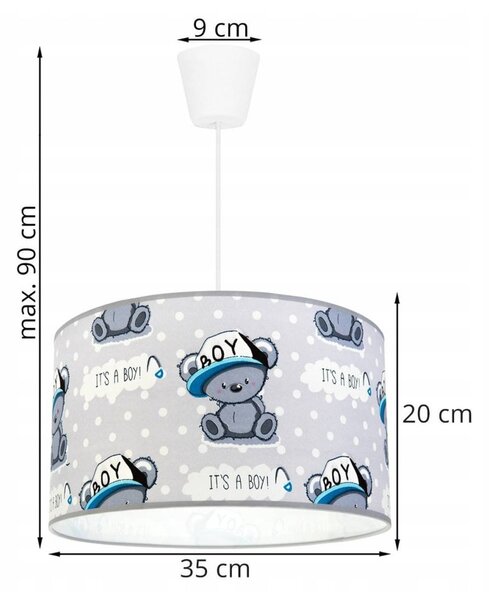 Dětské závěsné svítidlo Cone, 1x textilní stínítko se vzorem, (výběr ze 2 barev konstrukce)
