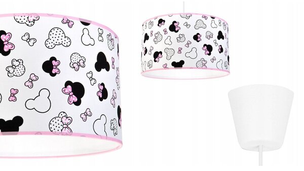 Dětské závěsné svítidlo Minnie, 1x textilní stínítko se vzorem, (fi 35cm)