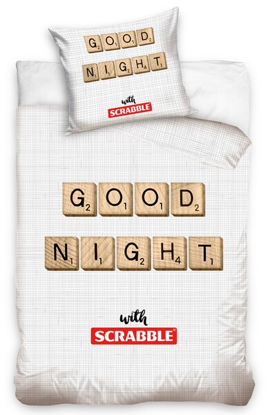 Bavlněné povlečení 140x200 + 70x90 cm - Scrabble Dobrou noc
