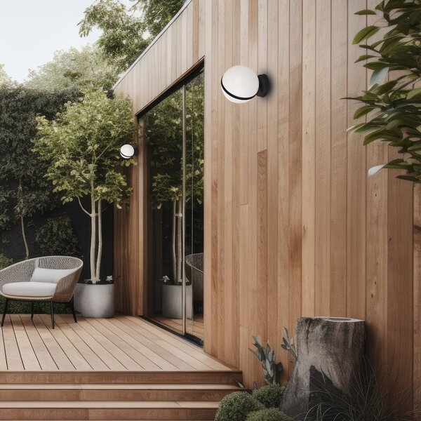 Exteriérové ​​nástěnné svítidlo Circulo, 1x bílé plastové stínítko, b