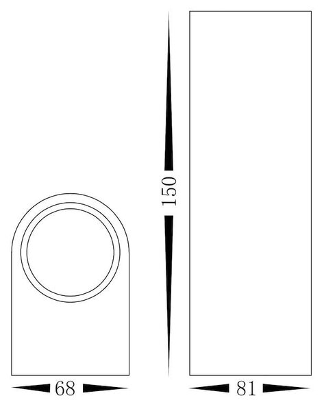 Exteriérové ​​nástěnné svítidlo Ovalis, 1x černé hliníkové stínítko, (9,2 cm)