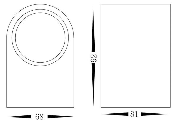 Exteriérové ​​nástěnné svítidlo Ovalis, 1x černé hliníkové stínítko, (15 cm)