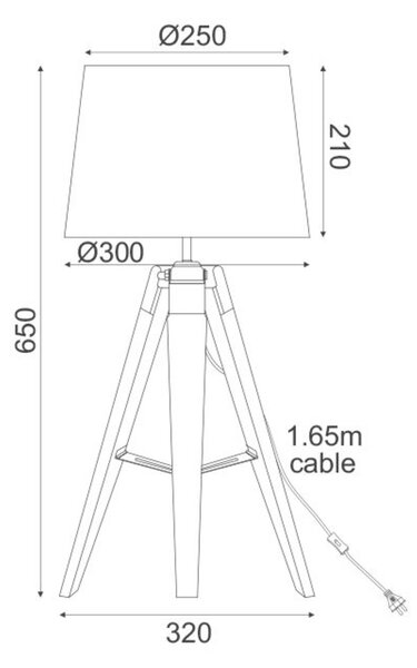 ACA Lighting Floor&Table stolní svítidlo TF17701TBBB