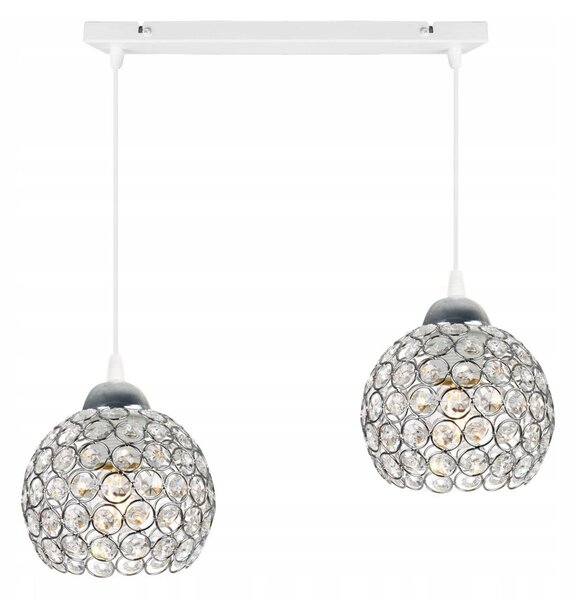Závěsné svítidlo Crystal, 2x stříbrné křišťálové stínítko, (chromové uchycení), w