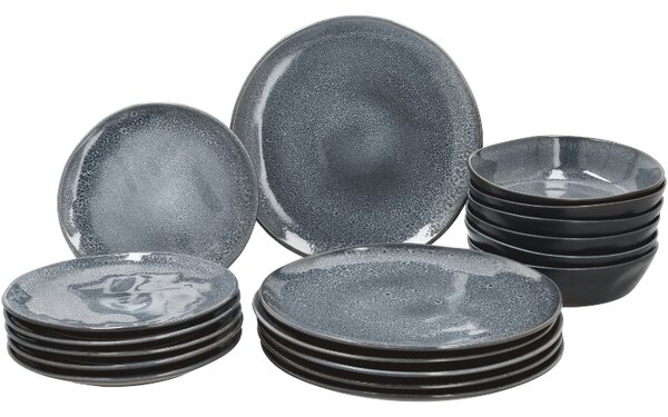 Silvercrest® Jídelní servis Black Print Organic, 18dílná sada (černá) (100413328001)