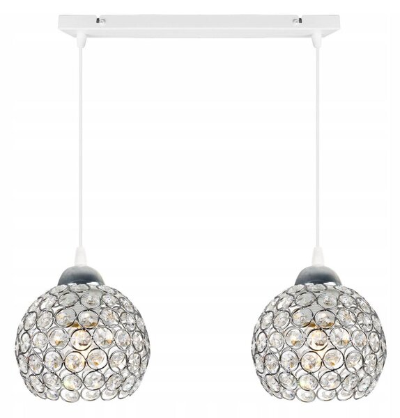 Závěsné svítidlo Crystal, 2x stříbrné křišťálové stínítko, (chromové uchycení), w