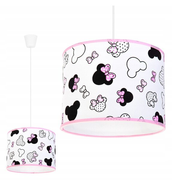 Dětské závěsné svítidlo Minnie, 1x textilní stínítko se vzorem