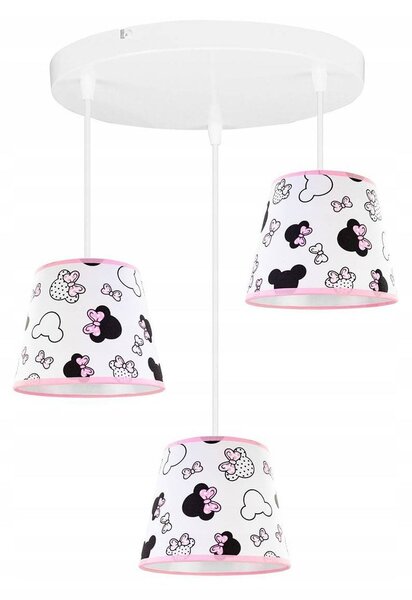 Dětské závěsné svítidlo Minnie, 3x textilní stínítko se vzorem, o, s